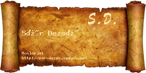 Sár Dezső névjegykártya